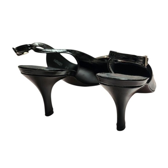 STUART WEITZMAN Dynasty Slingback Buckle Pumps Black Carolyn Bessette Kennedy 8 - Picture 5 of 12